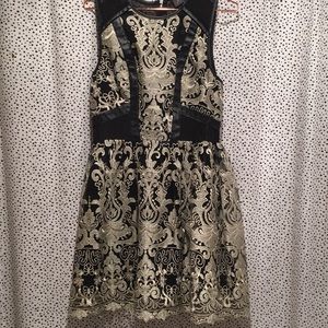 ASTR | Gold & Black Brocade Dress | Size Large